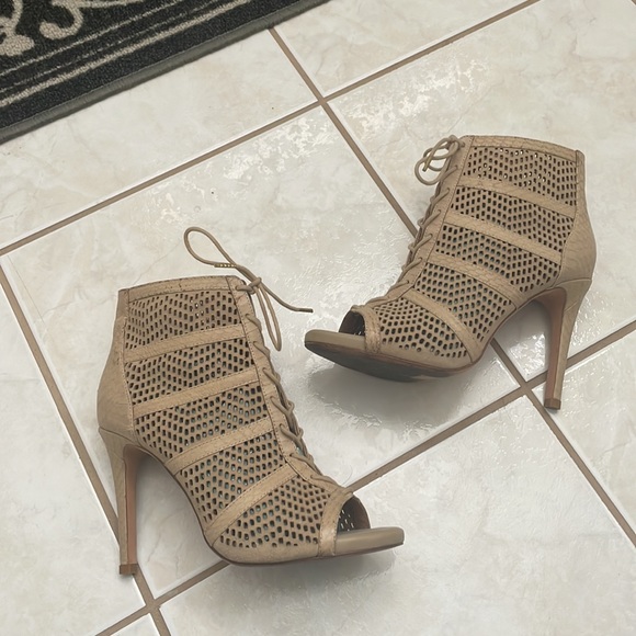 Joie Laser Cut Suede and snake skin Trimmed booties. - Picture 5 of 16